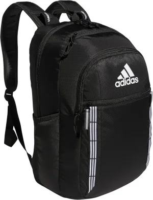 adidas Excel Backpack, Durable Large Athletic Laptop Bag, Black/White 3 Stripe Webbing, One Size