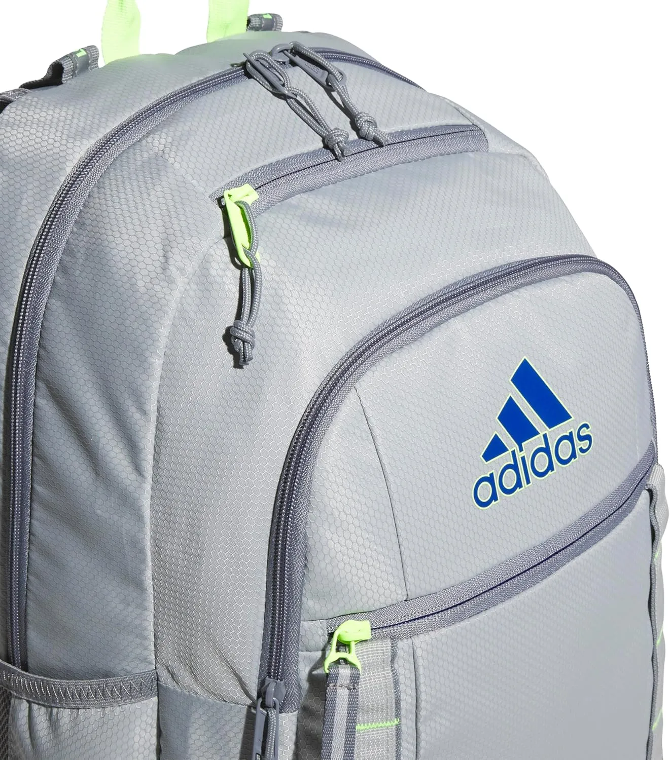 adidas Excel Laptop Durable Large Athletic Gym Backpack Bag, Stone Grey/Team Royal Blue/Lucid Lemon Yellow, One Size