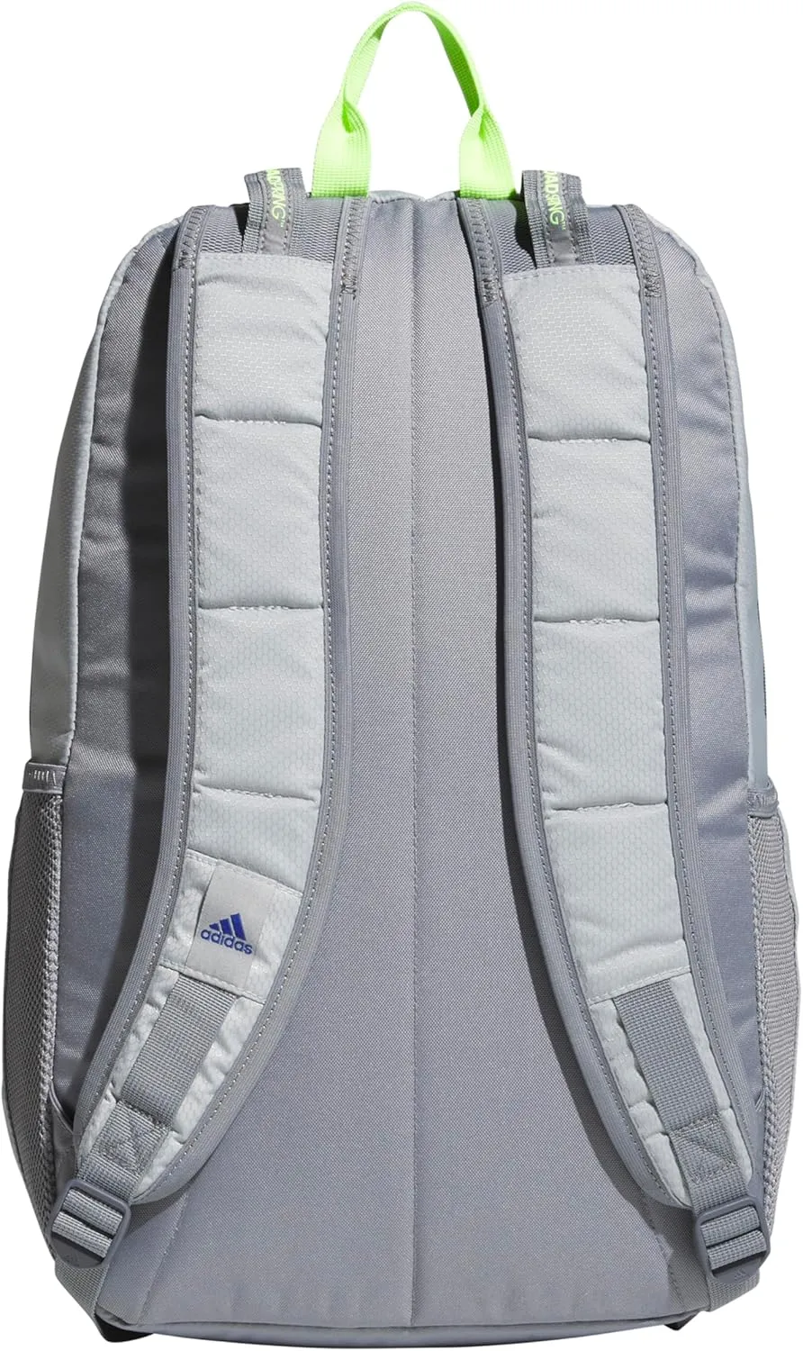 adidas Excel Laptop Durable Large Athletic Gym Backpack Bag, Stone Grey/Team Royal Blue/Lucid Lemon Yellow, One Size