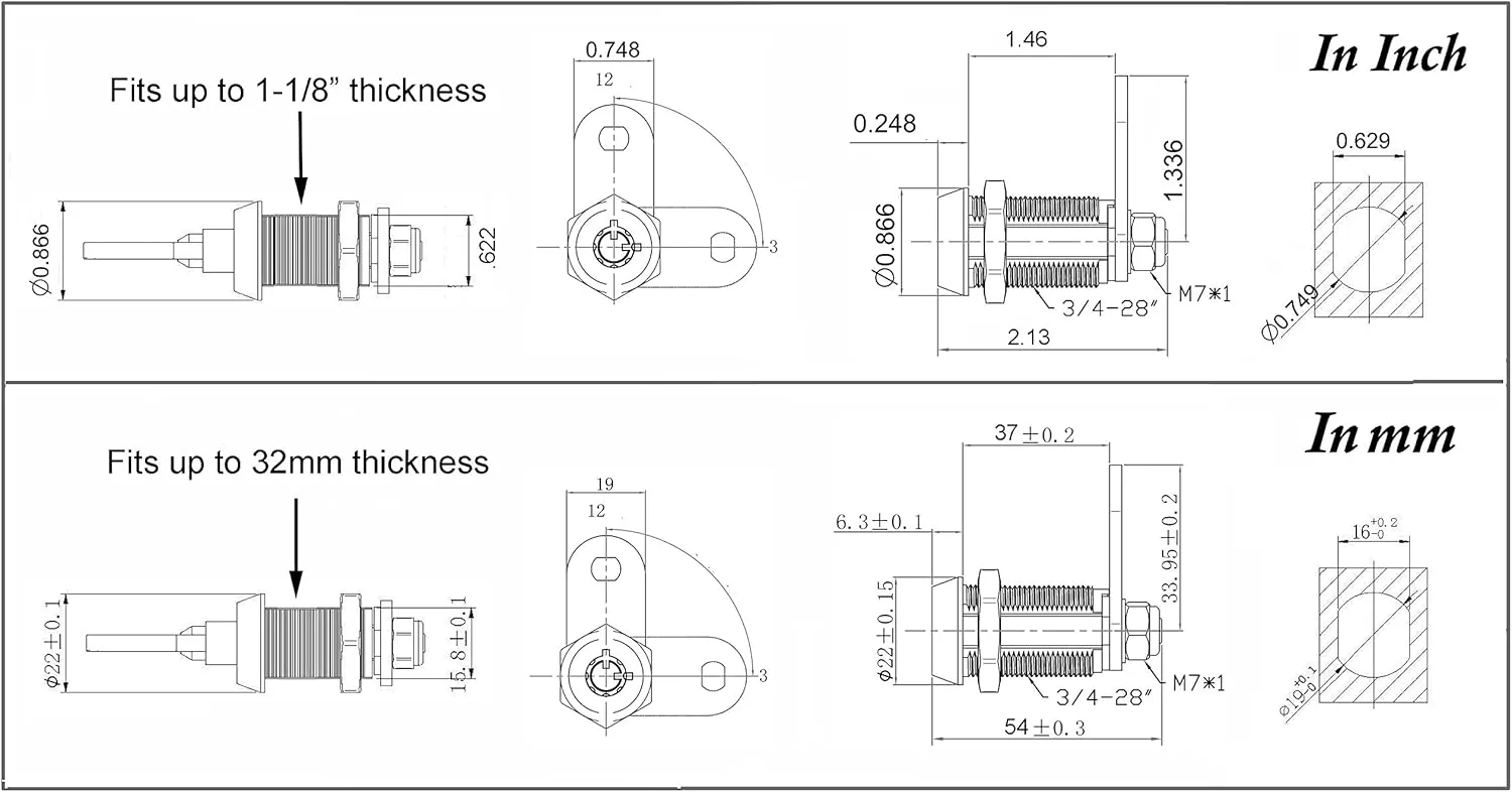 Admiral Locks 1-1/2” Tubular Cam Lock, Keyed Alike Removable Key RV Compartment Storage Lock Cabinet Locks (1-1/2 Inch 90°, Chrome Pack of. 25)
