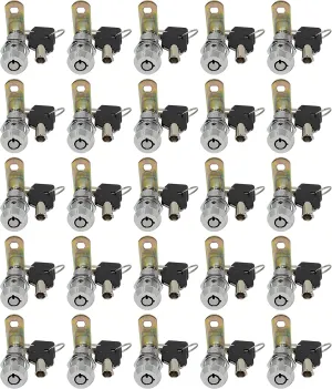 Admiral Locks 1-1/2” Tubular Cam Lock, Keyed Alike Removable Key RV Compartment Storage Lock Cabinet Locks (1-1/2 Inch 90°, Chrome Pack of. 25)