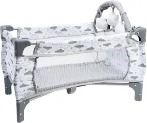 ADORA Baby Doll Crib, Bed, and Playpen, Twinkle Stars Deluxe Pack N Play 7-Piece Set with Changing Table, Clouds, and Storage Bag - Gift for Kids Ages 3 and Up