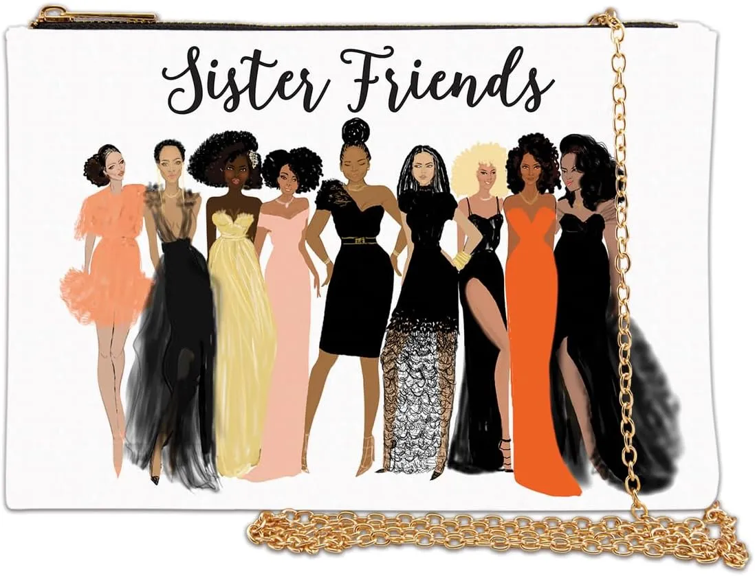African American Expressions Chain Purse - Black Art Clutch Bag - size 10"x7"x1" - Great for Embracing Black Culture