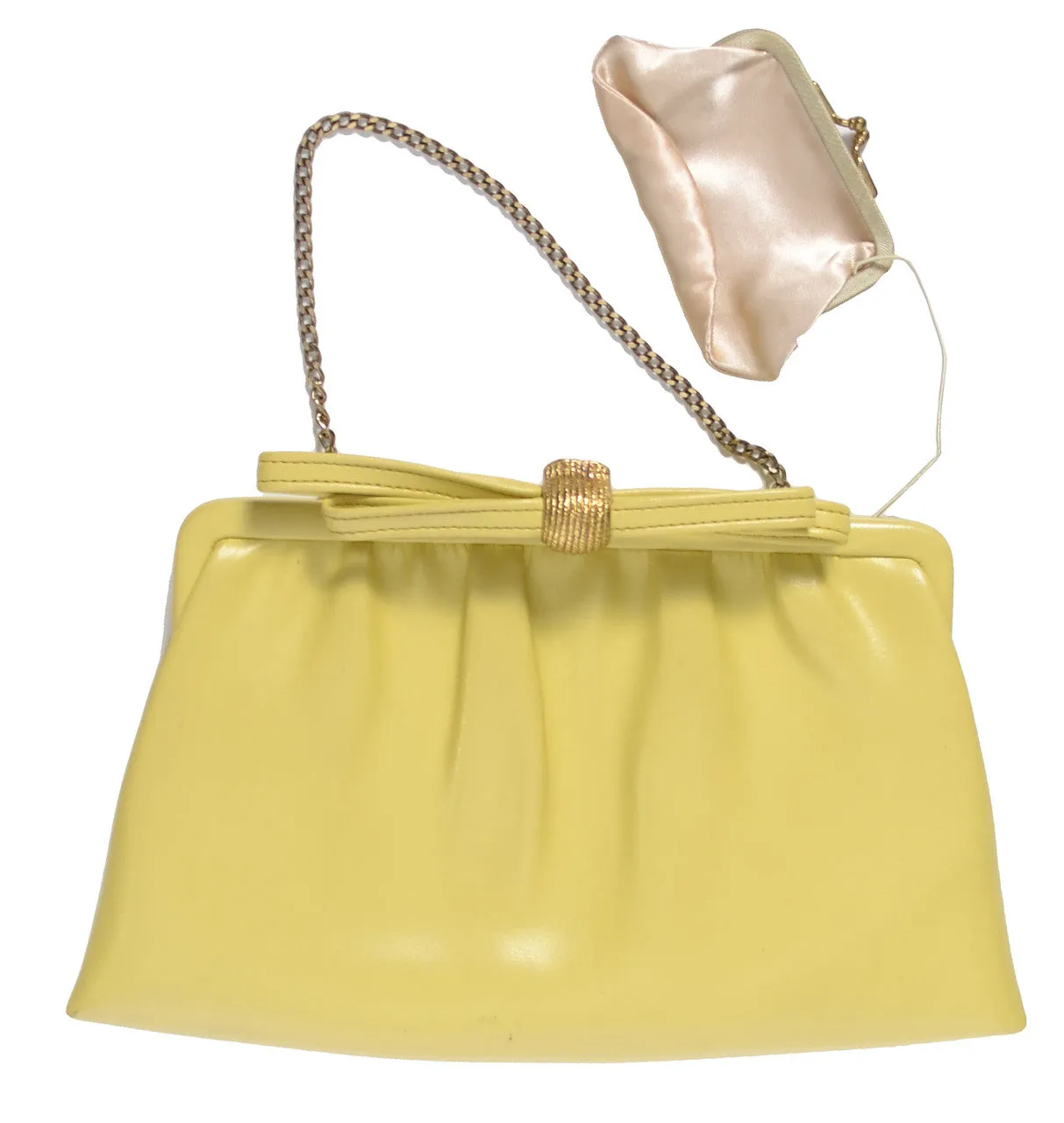 After Five Buttery Yellow Vintage Handbag Clutch