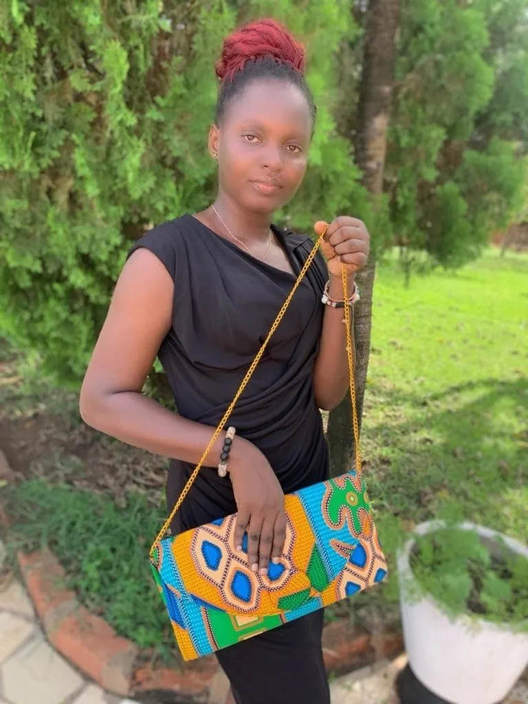Ahiastring rican Clutch Purse - Handmade Kente Design - Tribal Inspired Bag Limited edition. (M 2000)