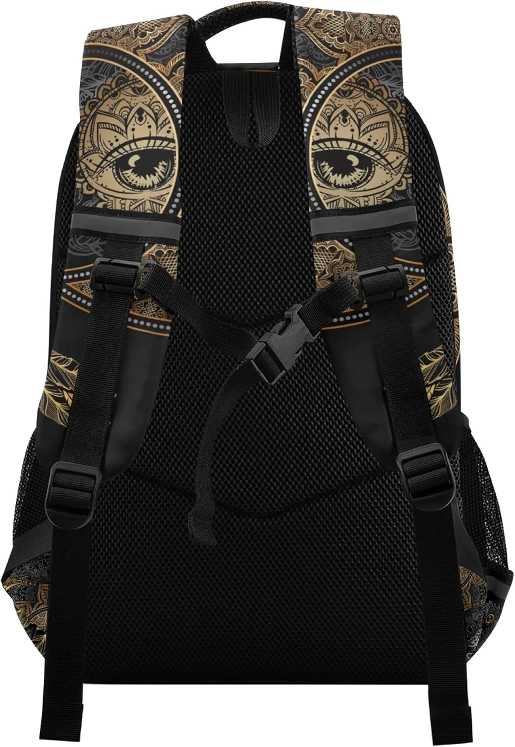 ALAZA Boho Chic Golden Crescent Moon & Sun Mandala Backpack Purse for Women Men Personalized Laptop Notebook Tablet School Bag Stylish Casual Daypack, 13 14 15.6 inch
