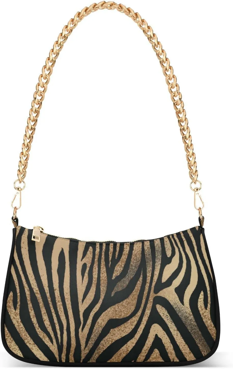 ALAZA Brown Zebra Print Animal Shoulder Bag Purse for Women Tote Handbag with Zipper Closure