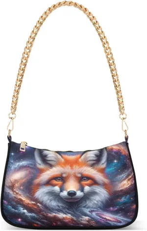 ALAZA Fox Galaxy Nebula Shoulder Bag Purse for Women Tote Handbag with Zipper Closure