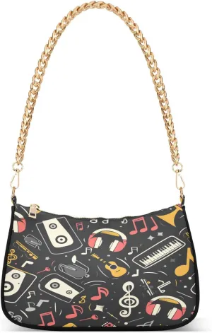 ALAZA Music Note Musical Instrument Shoulder Bag Purse for Women Tote Handbag Zipper Closure