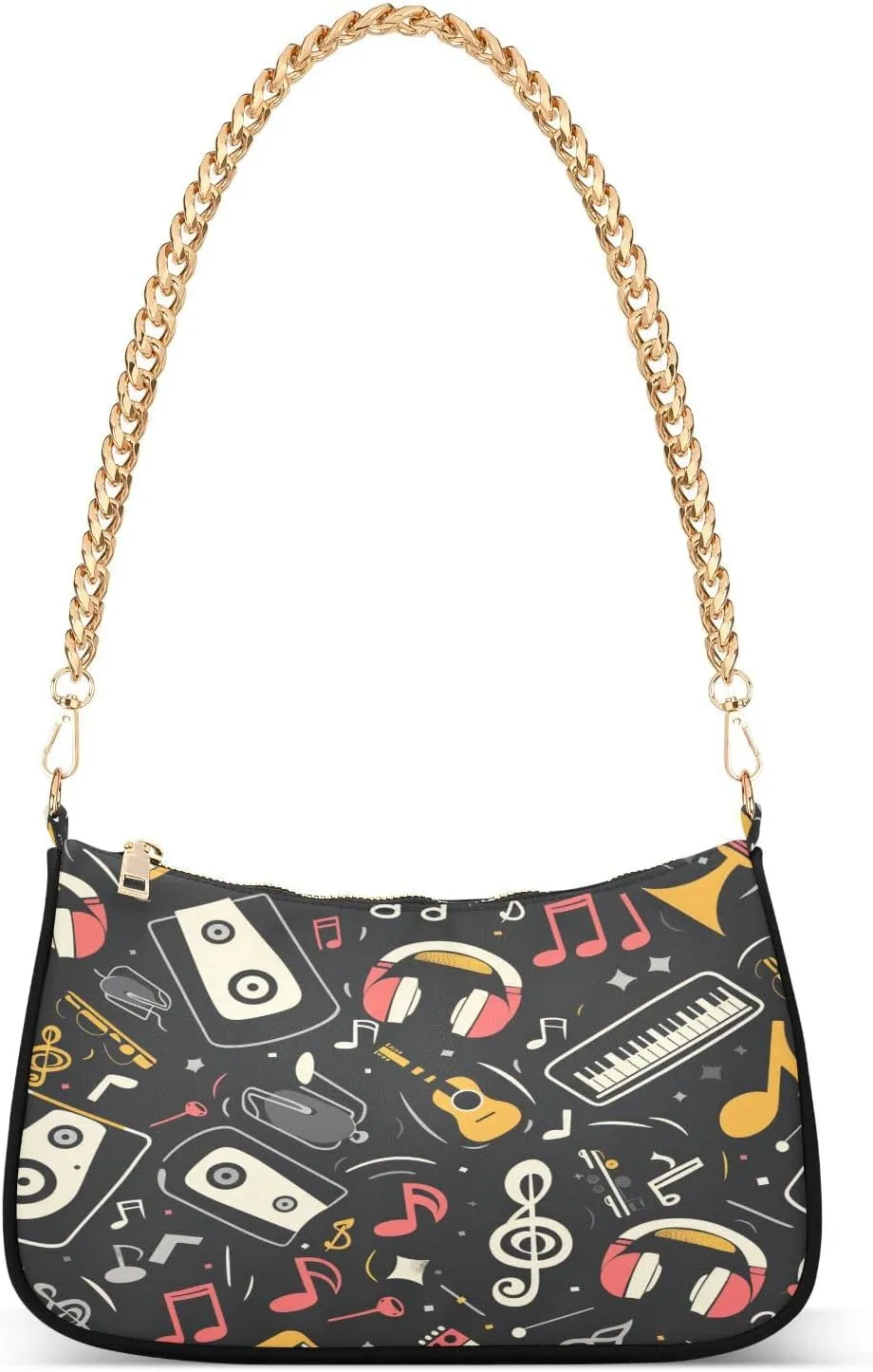 ALAZA Music Note Musical Instrument Shoulder Bag Purse for Women Tote Handbag Zipper Closure