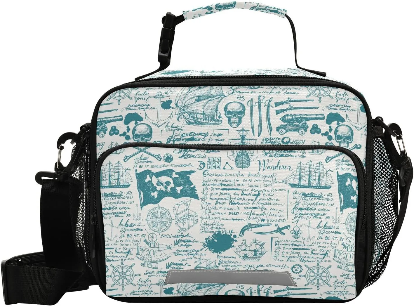 ALAZA Navigation Pirate Lunch Bag Reusable Insulated Cooler Lunch Tote Bag with Adjustable Shoulder Strap for Office Work Picnic Travel,Size 11 X 4.33 X 9.05 inch