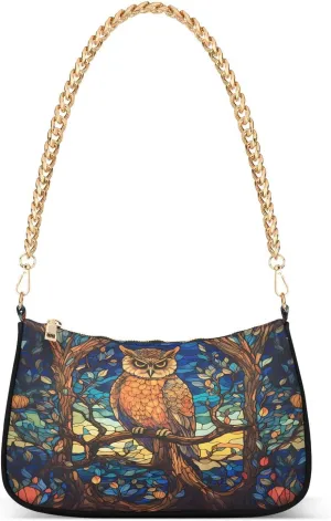 ALAZA Owl Mosaic Shoulder Bag Purse for Women Tote Handbag with Zipper Closure