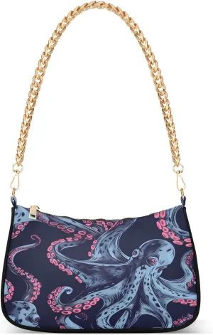 ALAZA Pink Octopus Tentacles Shoulder Bag Purse for Women Tote Handbag with Zipper Closure