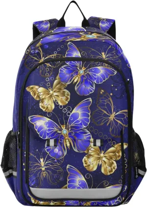 ALAZA Purple and Gold Butterfly Laptop Backpack Purse for Women Men Travel Bag Casual Daypack with Compartment & Multiple Pockets