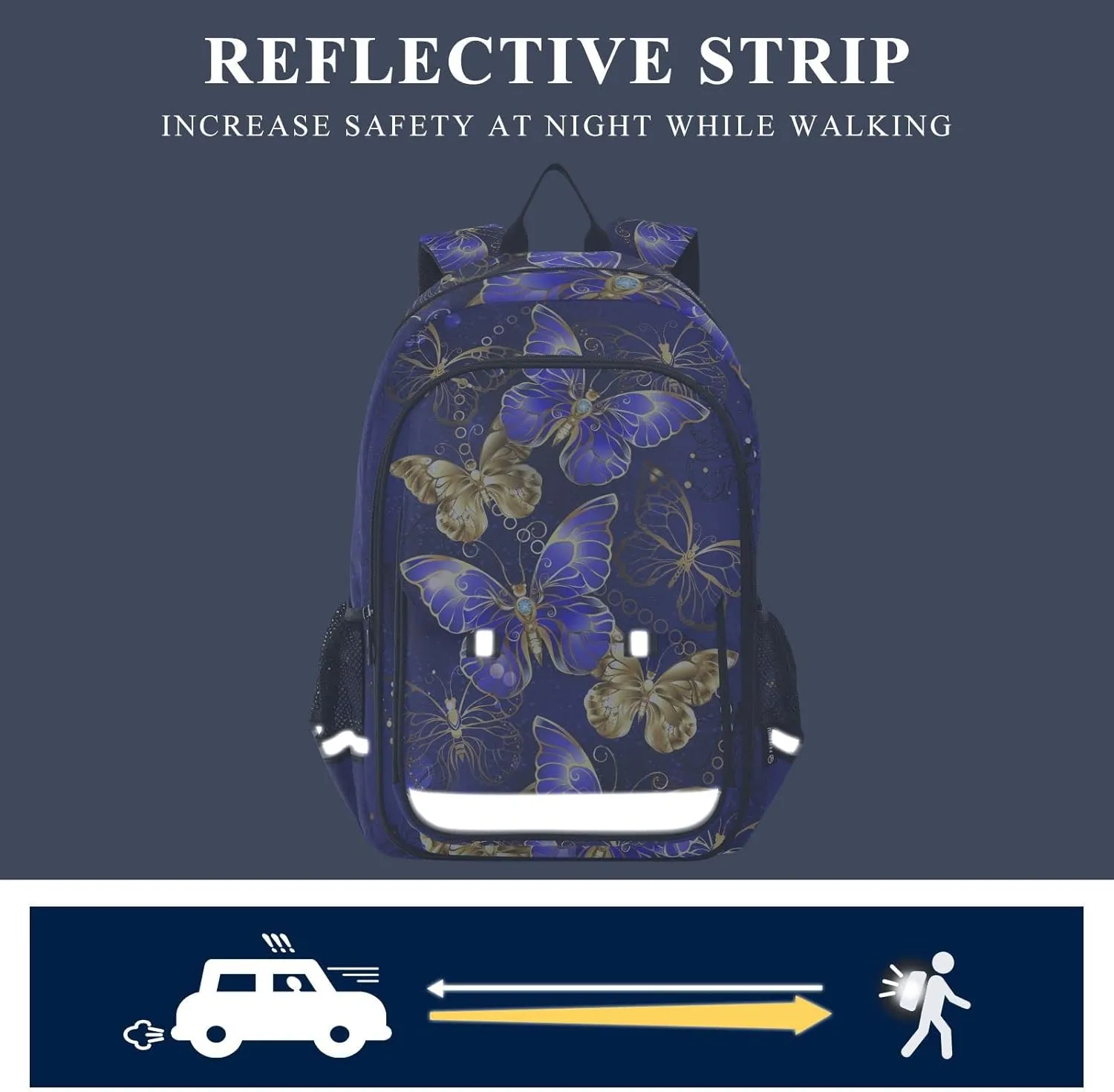 ALAZA Purple and Gold Butterfly Laptop Backpack Purse for Women Men Travel Bag Casual Daypack with Compartment & Multiple Pockets