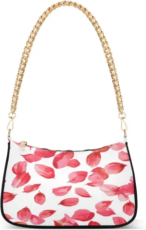 ALAZA Red Rose Flower Petals Shoulder Bag Purse for Women Tote Handbag with Zipper Closure