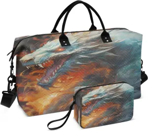 ALAZA Roar Dragon Travel Duffel Bag Gym Bag Sports Tote Bag Weekender Overnight Travel Bag for Women Men Business Trip Workout