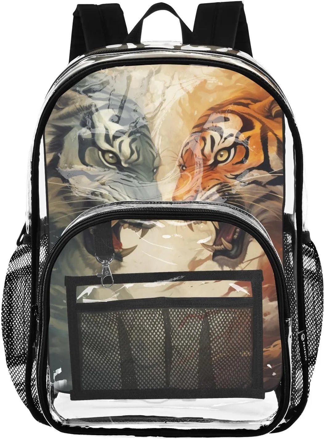 ALAZA Roar Tigers Clear Backpack PVC Transparent Causal Daypack Bookbag Work Travel College Business Trip Bag Shoulder Bag for Women Men