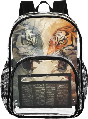 ALAZA Roar Tigers Clear Backpack PVC Transparent Causal Daypack Bookbag Work Travel College Business Trip Bag Shoulder Bag for Women Men