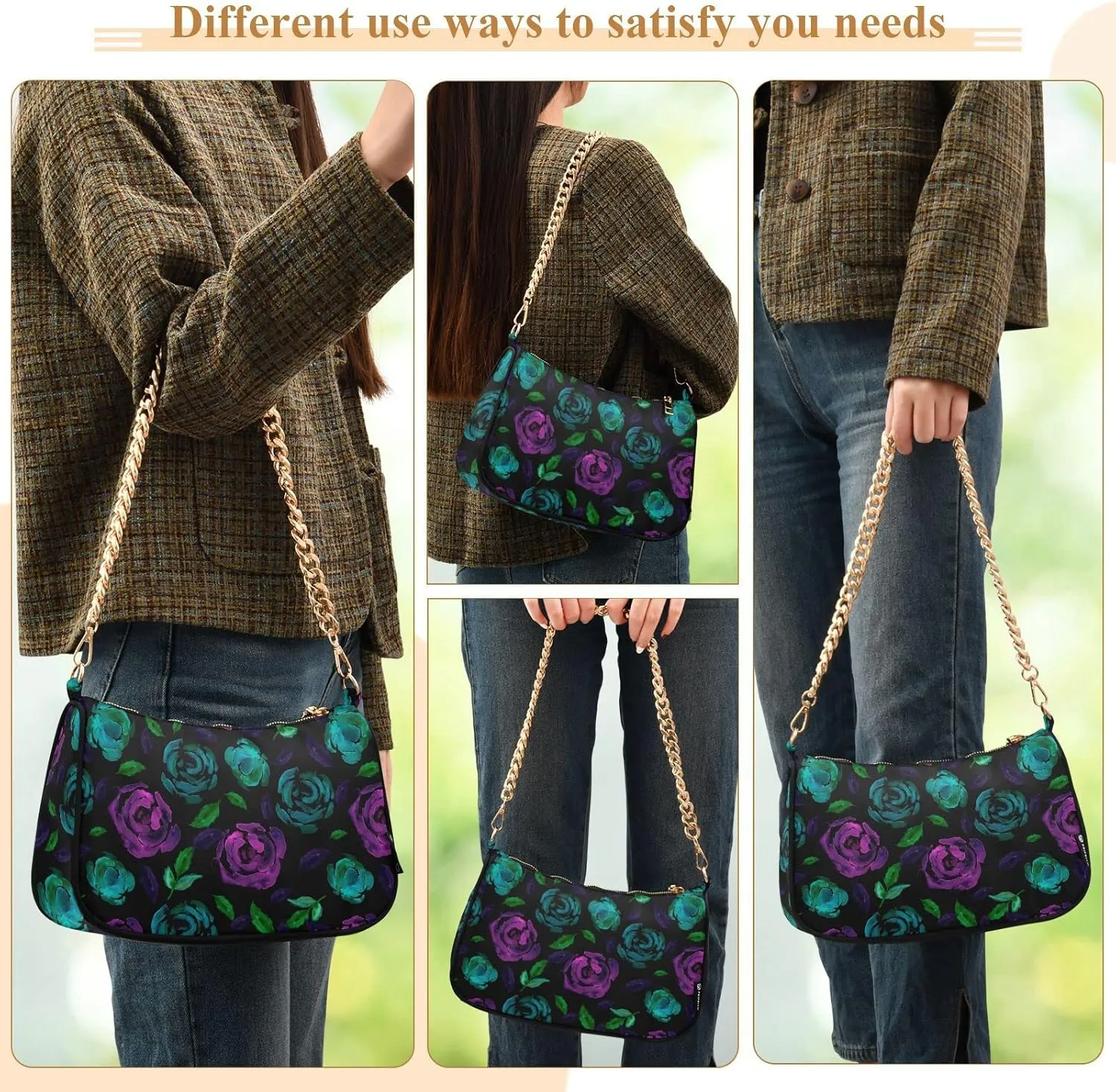 ALAZA Shoulder Bag Purse for Women Tote Handbag with Zipper Closure