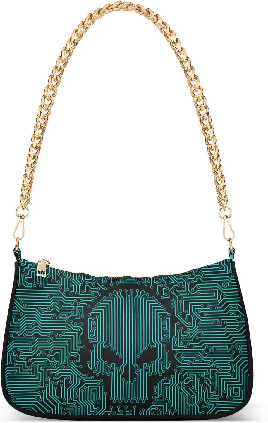 ALAZA Skull Funny Circuit Stripe Shoulder Bag Purse for Women Tote Handbag with Zipper Closure
