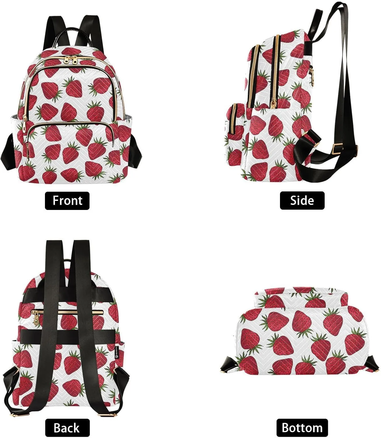 ALAZA Strawberry White Background Women’s Backpack Purse Causal Daypack Work Travel College Business Trip Bag Shoulder Bag