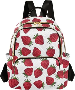 ALAZA Strawberry White Background Women’s Backpack Purse Causal Daypack Work Travel College Business Trip Bag Shoulder Bag