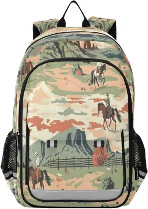 ALAZA Stylish Western Cowboys Rodeo Seamless School Backpacks Travel Laptop Bag Kids Bookbag for Girls Boys Teens Women Men