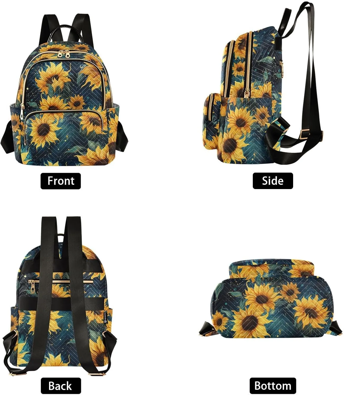 ALAZA Sunflowers and Stars Women’s Backpack Purse Causal Daypack Work Travel College Business Trip Bag Shoulder Bag