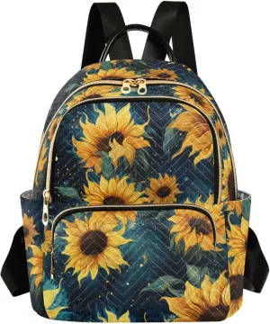 ALAZA Sunflowers and Stars Women’s Backpack Purse Causal Daypack Work Travel College Business Trip Bag Shoulder Bag