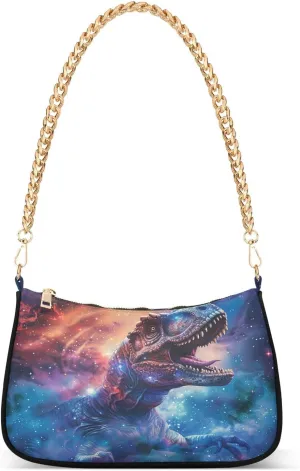 ALAZA T-rex Dinosaur Tyrannosaurus Dino Nebula Shoulder Bag Purse for Women Tote Handbag with Zipper Closure