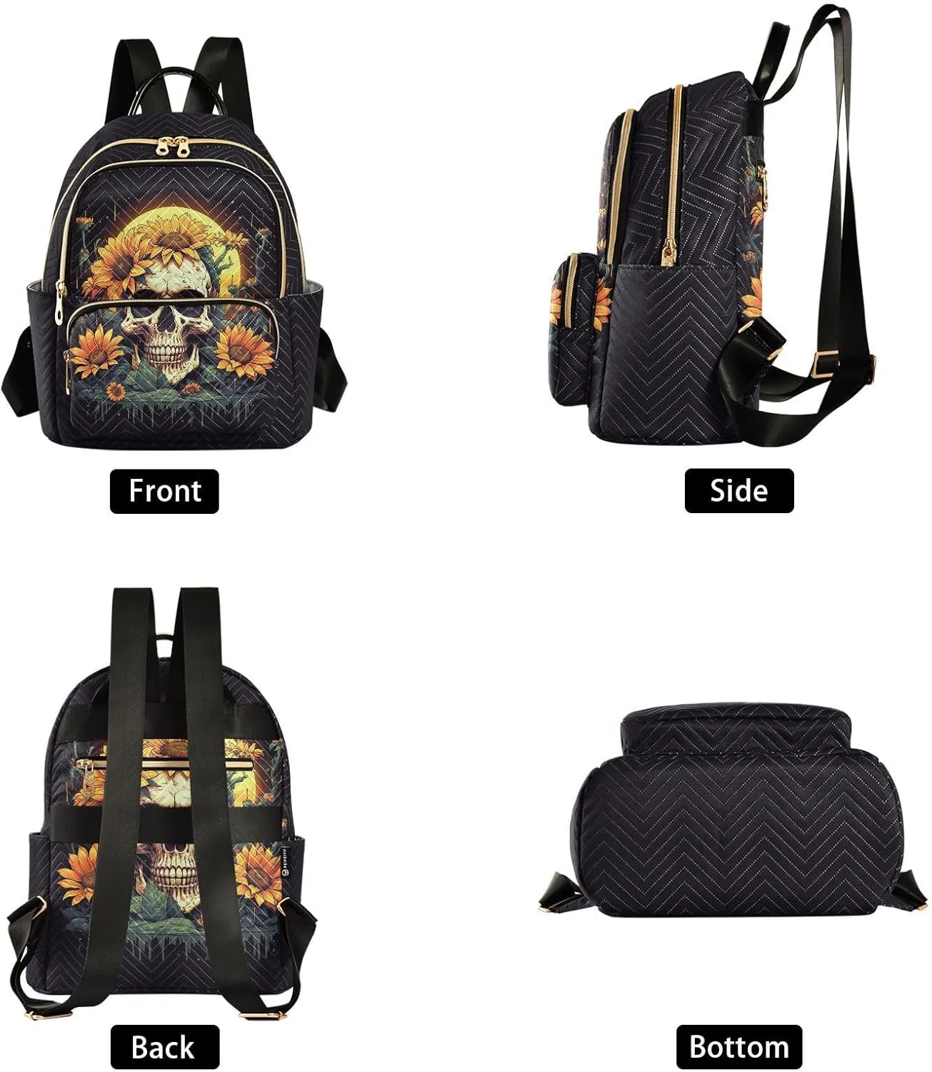 ALAZA Vintage Cactus Sunflower Skull Women’s Backpack Purse Causal Daypack Work Travel College Business Trip Bag Shoulder Bag