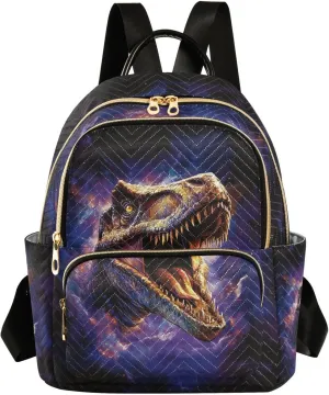 ALAZA Vintage Roar Dinosaur in Galaxy Women's Backpack Purse Causal Daypack Work Travel College Business Trip Bag Shoulder Bag