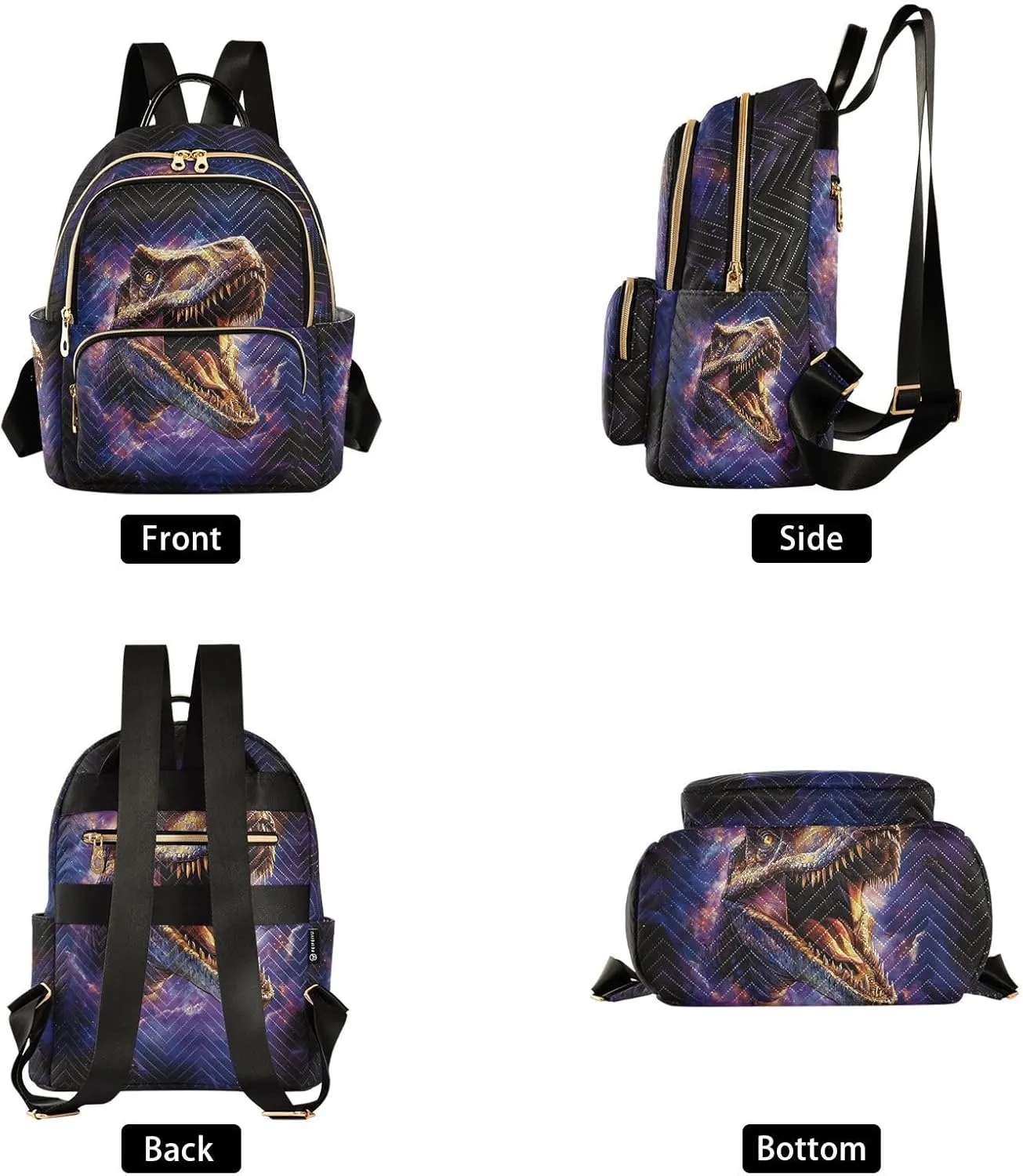 ALAZA Vintage Roar Dinosaur in Galaxy Women's Backpack Purse Causal Daypack Work Travel College Business Trip Bag Shoulder Bag