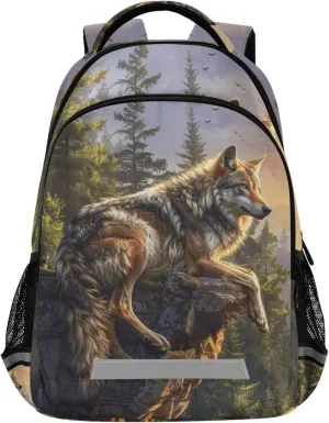 ALAZA Wild Wolf Cliff Forest Backpack Purse for Women Men Personalized Laptop Notebook Tablet School Bag Stylish Casual Daypack, 13 14 15.6 inch