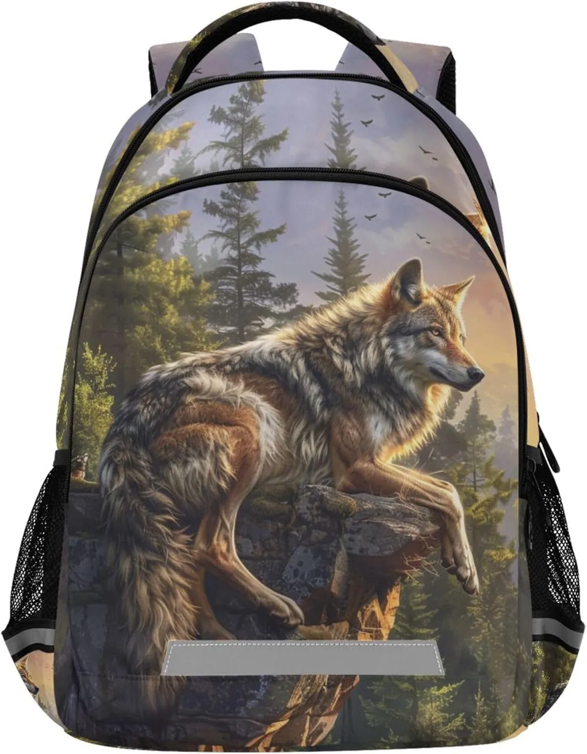 ALAZA Wild Wolf Cliff Forest Backpack Purse for Women Men Personalized Laptop Notebook Tablet School Bag Stylish Casual Daypack, 13 14 15.6 inch