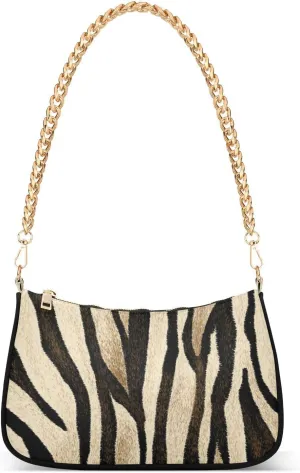 ALAZA Zebra Print Animal Vintage Shoulder Bag Purse for Women Tote Handbag with Zipper Closure
