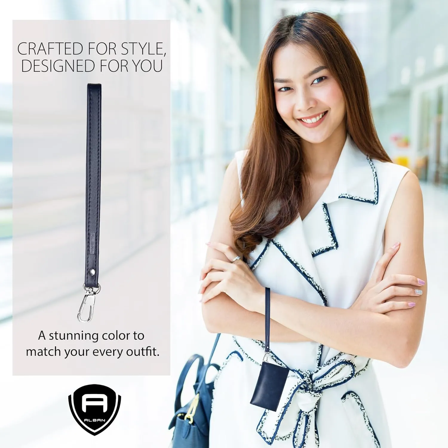 Alban Leather Wrist Strap for Wallet, Clutch, Keys, Wristlet Purse, Keychain for Women and Men