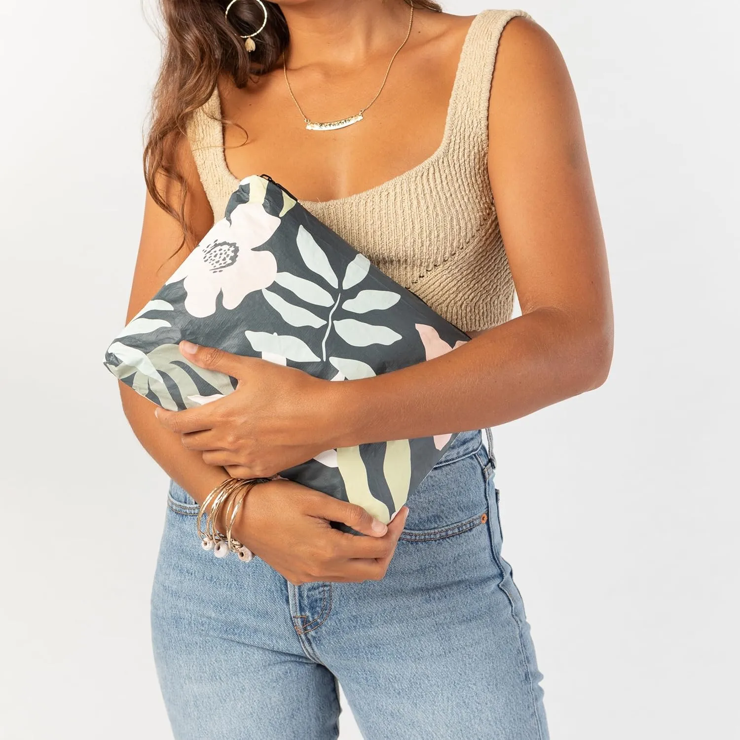 ALOHA Collection Mid Pouch, Lightweight, Packable, & Splash-Proof Pouch for Travel, Makeup, Toiletries, Organization, Gym, Pool & Beach. Easy to Clean Material. (11" x 8.5")
