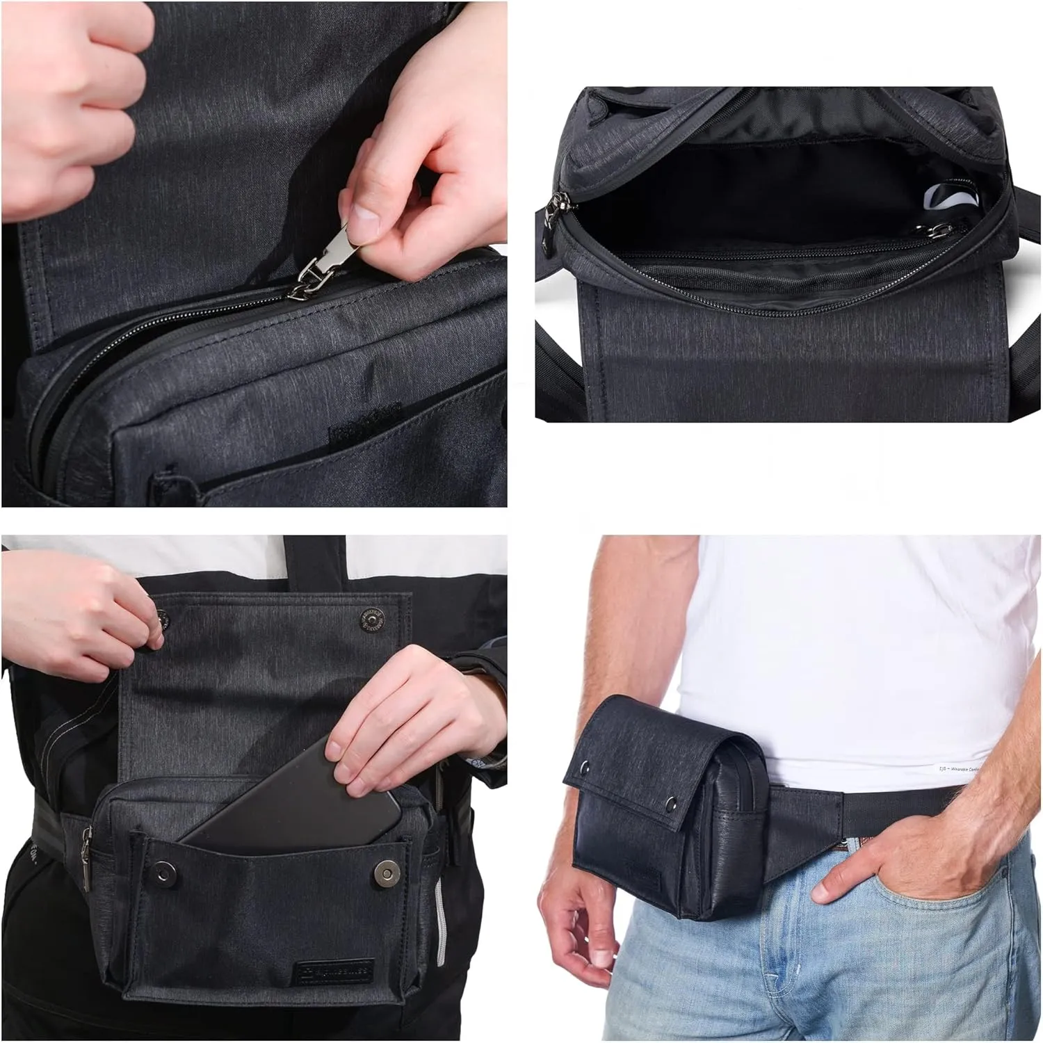 Alpine Swiss Fanny Pack Waist Bag Adjustable Belt Strap Crossbody Sling Bum Bag Black