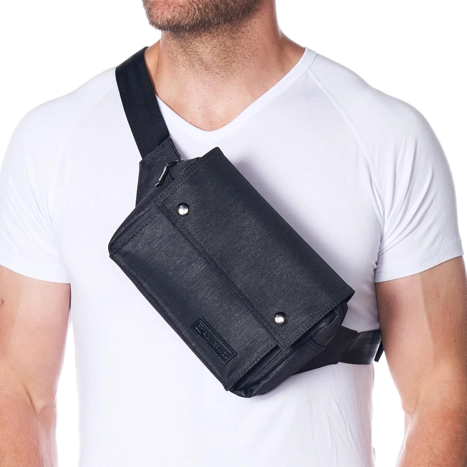 Alpine Swiss Fanny Pack Waist Bag Adjustable Belt Strap Crossbody Sling Bum Bag Black