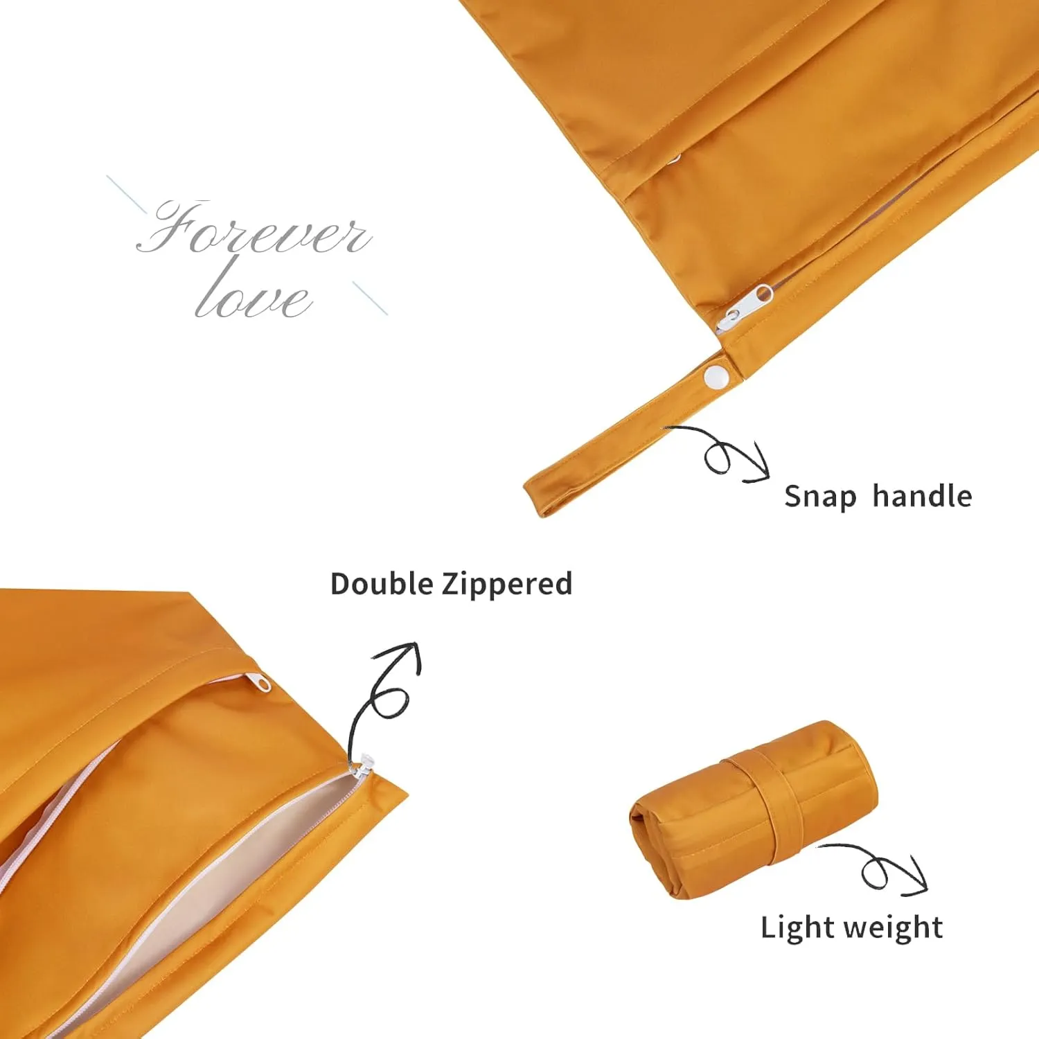 ALVABABY 2pcs Cloth Diaper Wet Dry Bags Waterproof Reusable with Two Zippered Pockets Travel Beach Pool Daycare Soiled Baby Items Yoga Gym Bag for Swimsuits or Wet Clothes LZ3334A