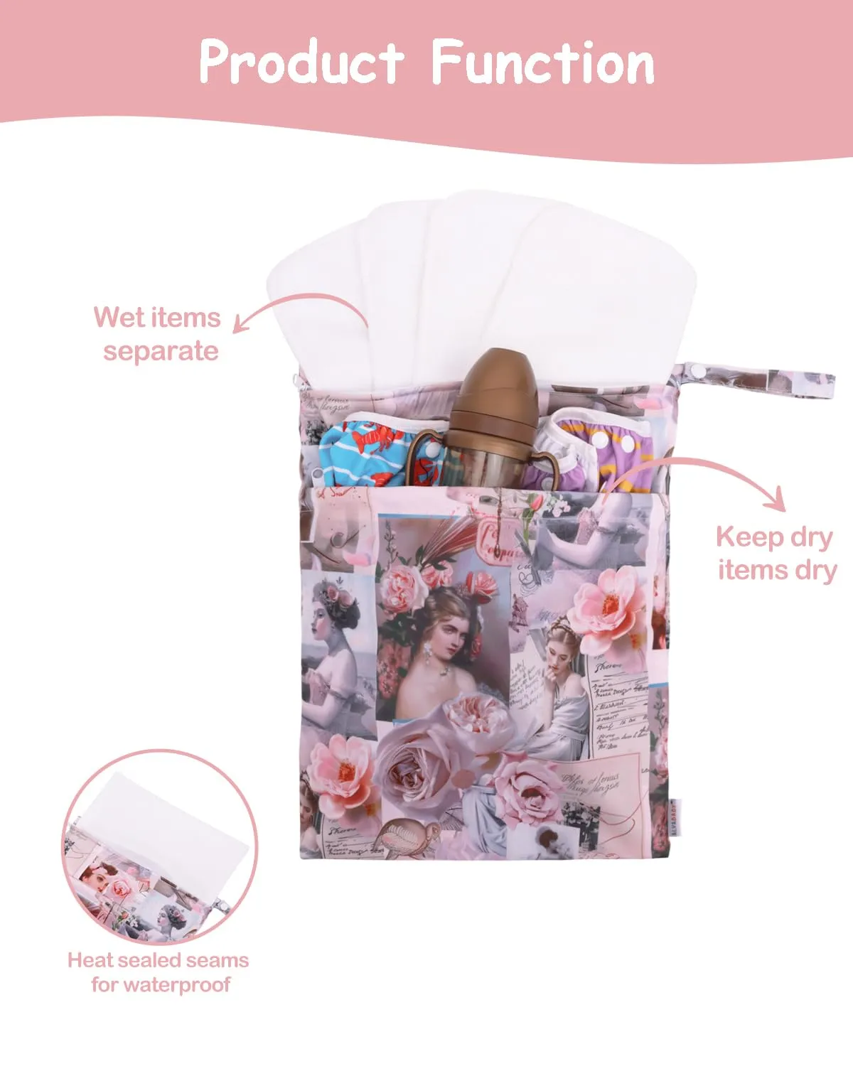 ALVABABY Hawaii 2pcs Superior Waterproof Wet Dry Bags,Reusable Two Zippered Pockets, baby cloth diaper wet bags,Travel,Beach,Pool,Daycare,Soiled Baby Items,Yoga Gym Bag,wet bag for swimsuit LW3536A