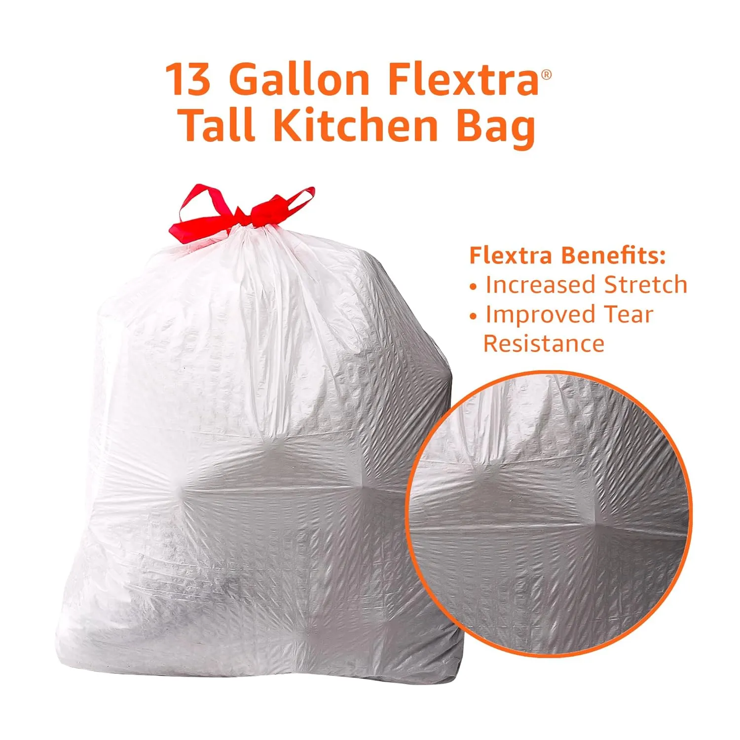 Amazon Basics Flextra Tall Kitchen Drawstring Trash Bags, Fresh Scent, 13 Gallon, 90 Count