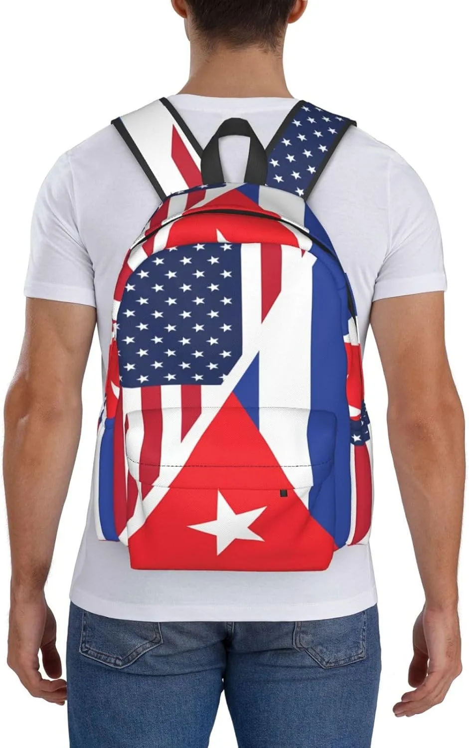 American and Cuban Flag Large Travel Backpack Casual Backpacks Laptop Daypack Working Rucksack Lightweight Back Pack Sports Bag with Adjustable Shoulder Strap