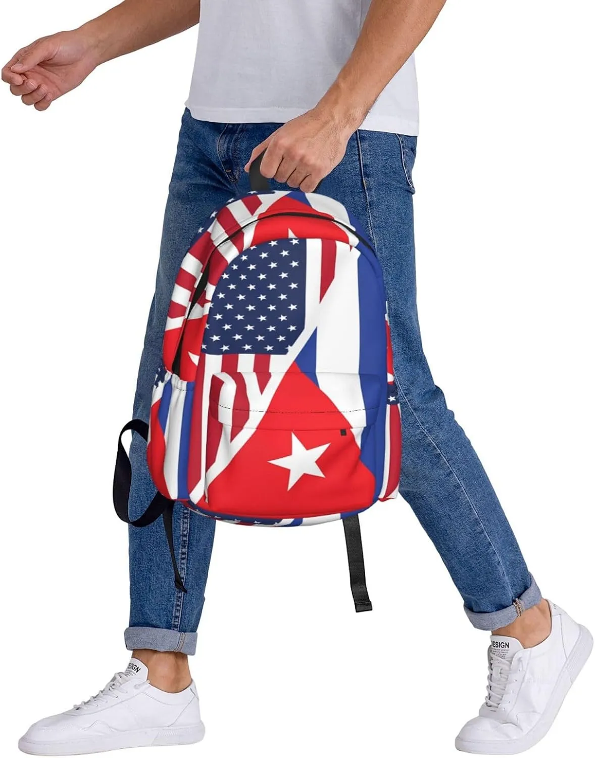 American and Cuban Flag Large Travel Backpack Casual Backpacks Laptop Daypack Working Rucksack Lightweight Back Pack Sports Bag with Adjustable Shoulder Strap