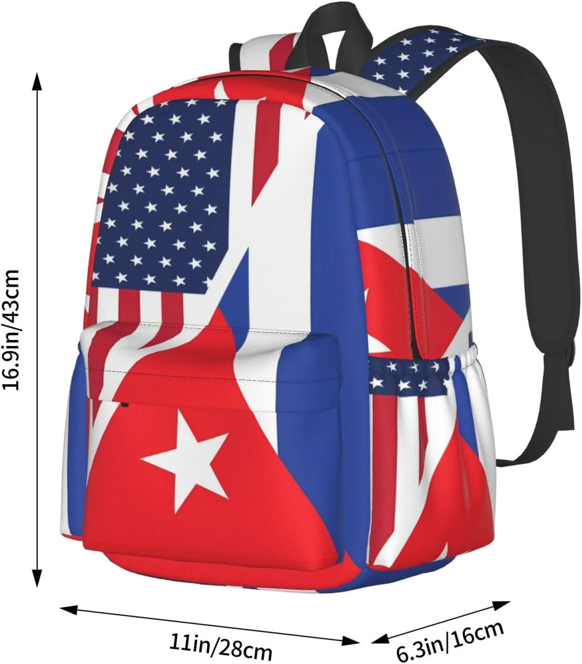 American and Cuban Flag Large Travel Backpack Casual Backpacks Laptop Daypack Working Rucksack Lightweight Back Pack Sports Bag with Adjustable Shoulder Strap