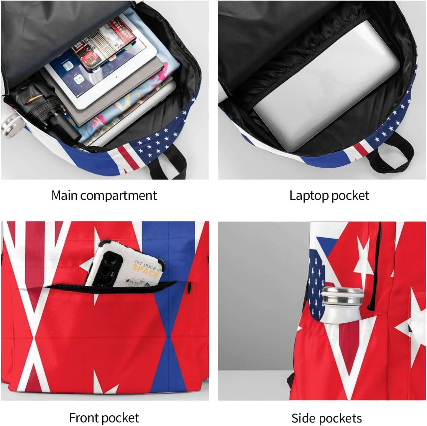 American and Cuban Flag Large Travel Backpack Casual Backpacks Laptop Daypack Working Rucksack Lightweight Back Pack Sports Bag with Adjustable Shoulder Strap
