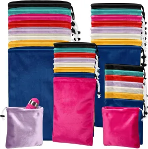 Amylove 32 Pcs Adult Game Toy Storage Bags Drawstring Gift Bags Pouches for Toys Lightweight Ditty Stuff Pouch Multi Purpose Foldable Travel Toy Sunglasses Holder for Women, 4 Sizes(Dark Colors)