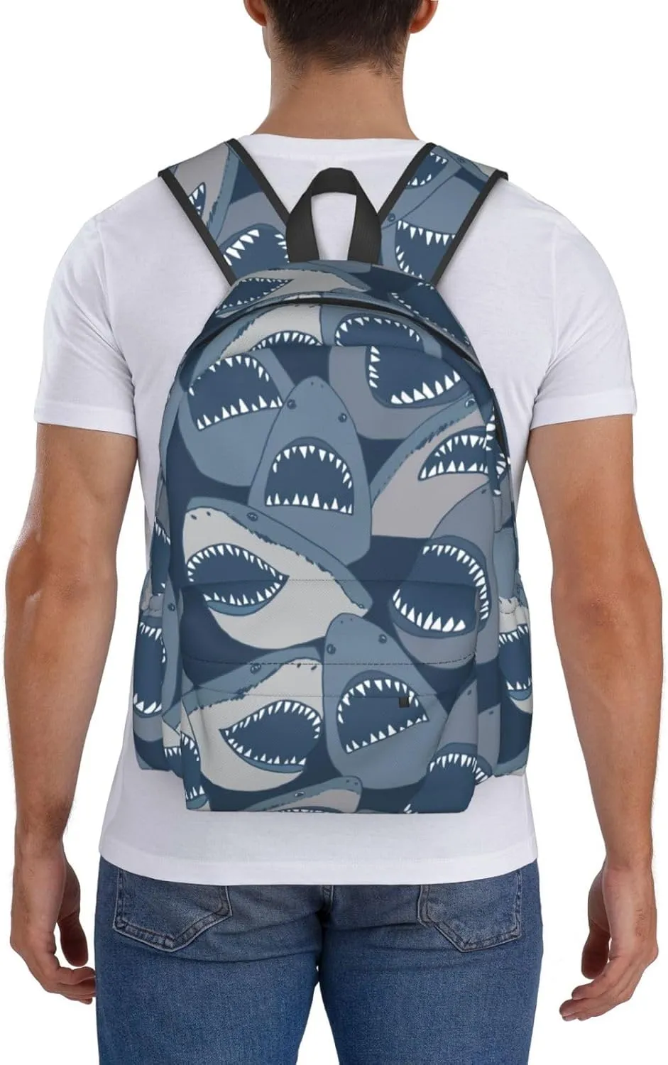 Angry Sharks Sea Animal Laptop Backpack For Men Women, Lightweight Daypack Bookbag For Daily Commutes Business Travel Hiking